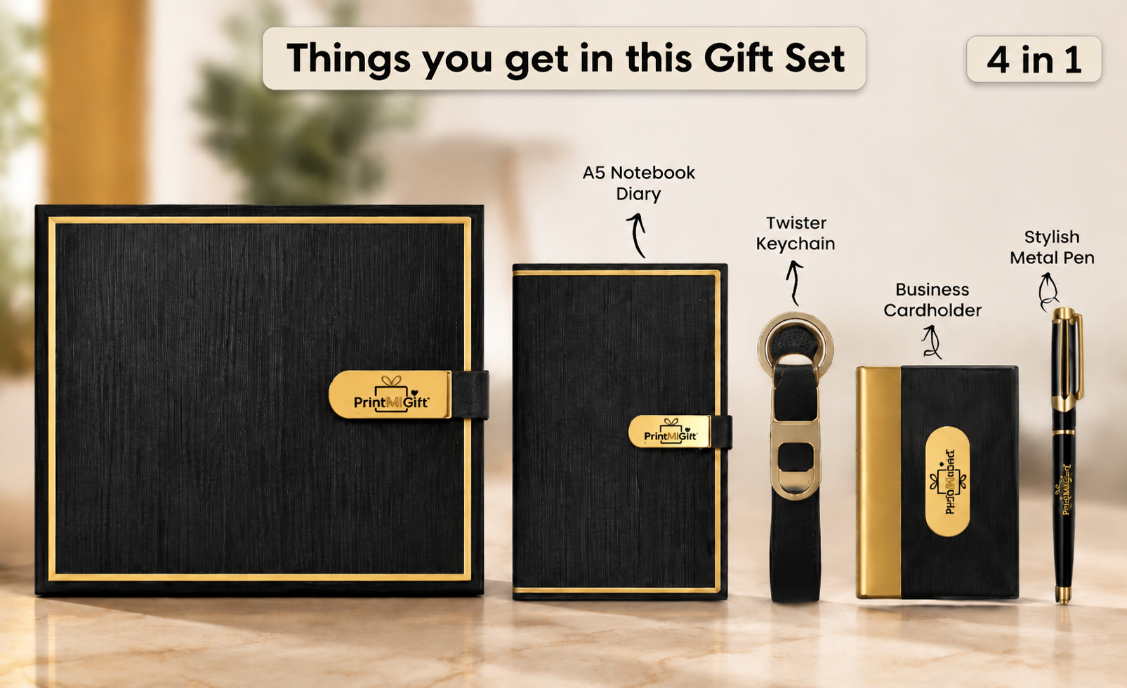 4 in 1 Diary Pen & Keychain & Card Holder Set | Corporate Gift
